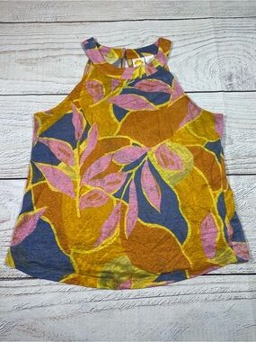 C&C California Linen Floral High-Neck Tank Medium